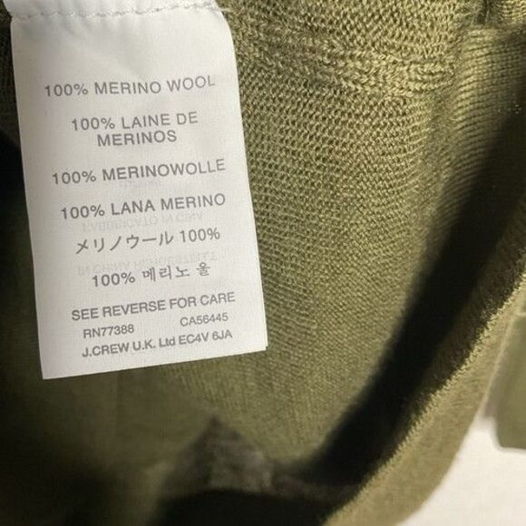 J. Crew 100% Merino Wool CrewNeck Sweater Women Size Medium Olive Green Oversize - Picture 3 of 10
